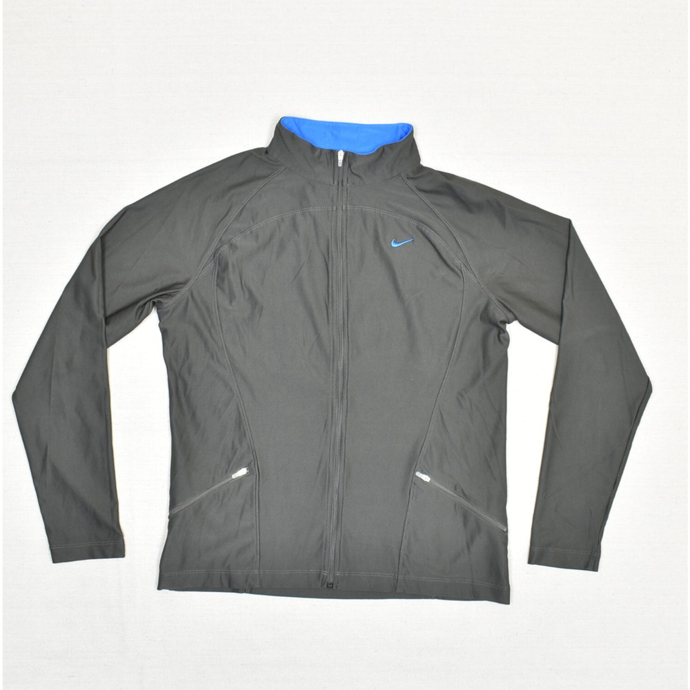 Nike Women's Full Zip Active Jacket Solid Polyester Gray Size L Performance